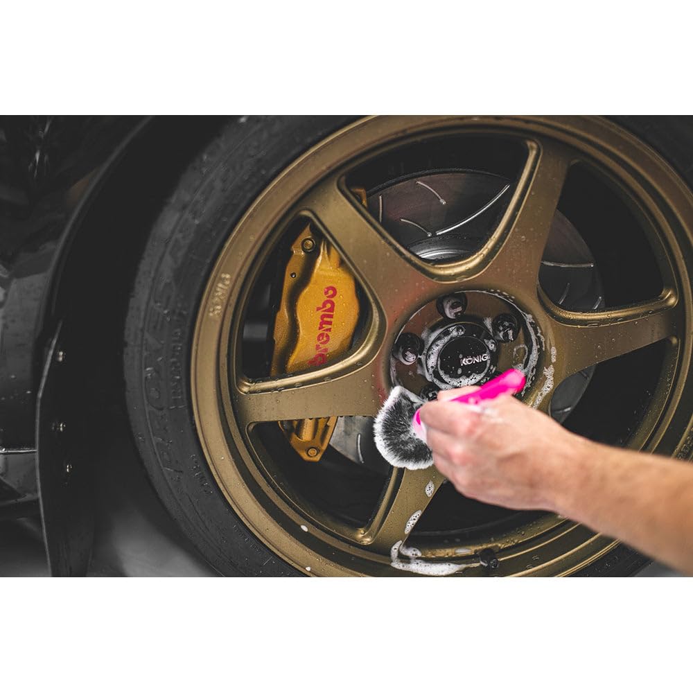 Detail Factory - Synthetic Detailing Brush Combo Kit - Ultra-Soft Synthetic Bristles, Scratch-Free, Instrument Panels, Emblems, One Long Handle + One Short Handle, Pink (2-Pack) - Image 5